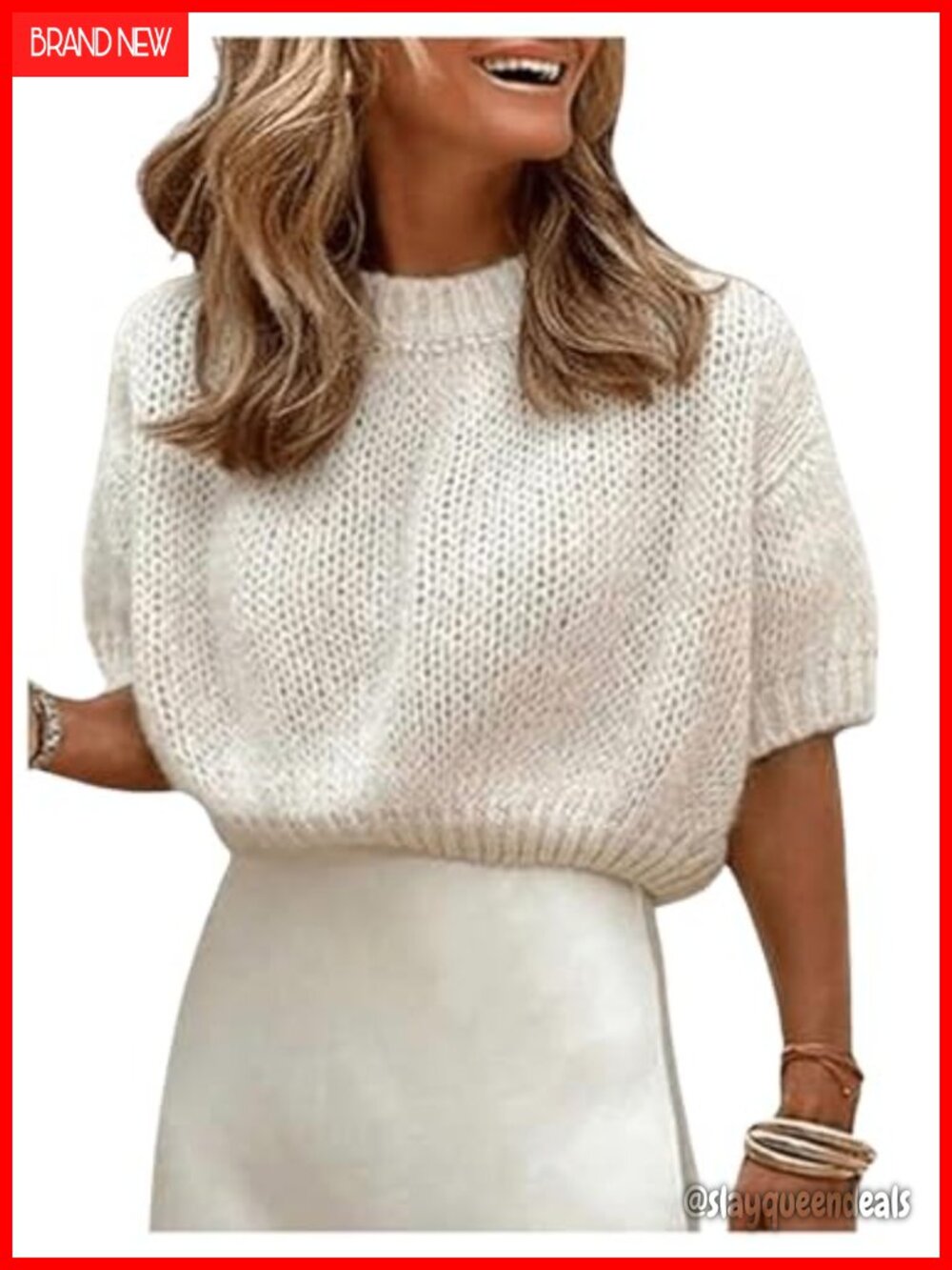 Puff Short Sleeve Crop Sweater Pullover Knit Top for Casual Wear